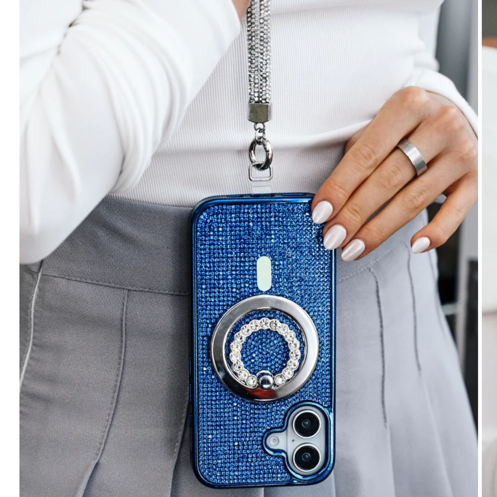 LuxyLemon Blue Crystal Glam MagSafe Phone Case, iPhone 14 Pro - Picture 4 of 12